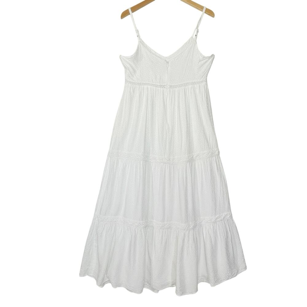 JOIE Women’s Boho White Lace Trim Spaghetti Strap Maxi Dress Large - Picture 4 of 6